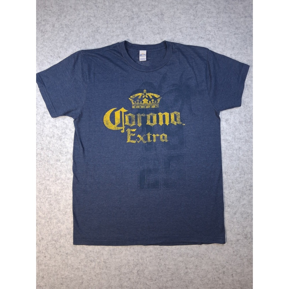 Corona Extra Beer Graphic Short T Shirt Men Large Blue Distressed Logo Brewery